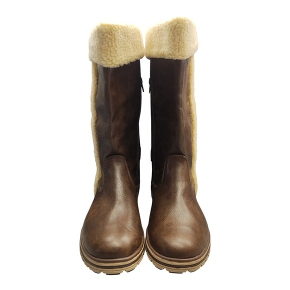 Cliffs Kesha Boots Women US 10M Brown White Synthetic Adjustable Buckle Side Zip